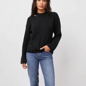 RAILS Alexi Cutout Sweater Solid Black Ribbed Pullover Knitwear Large